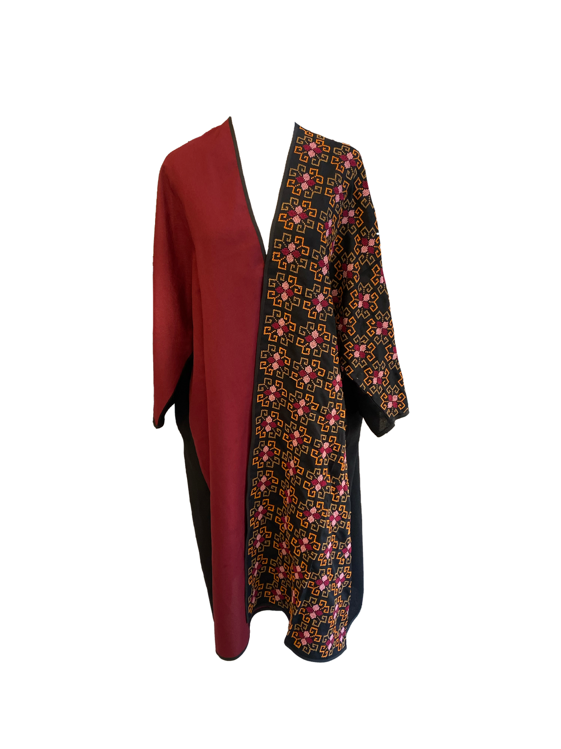 The Abaya With Heavy Hand embroidery in Red