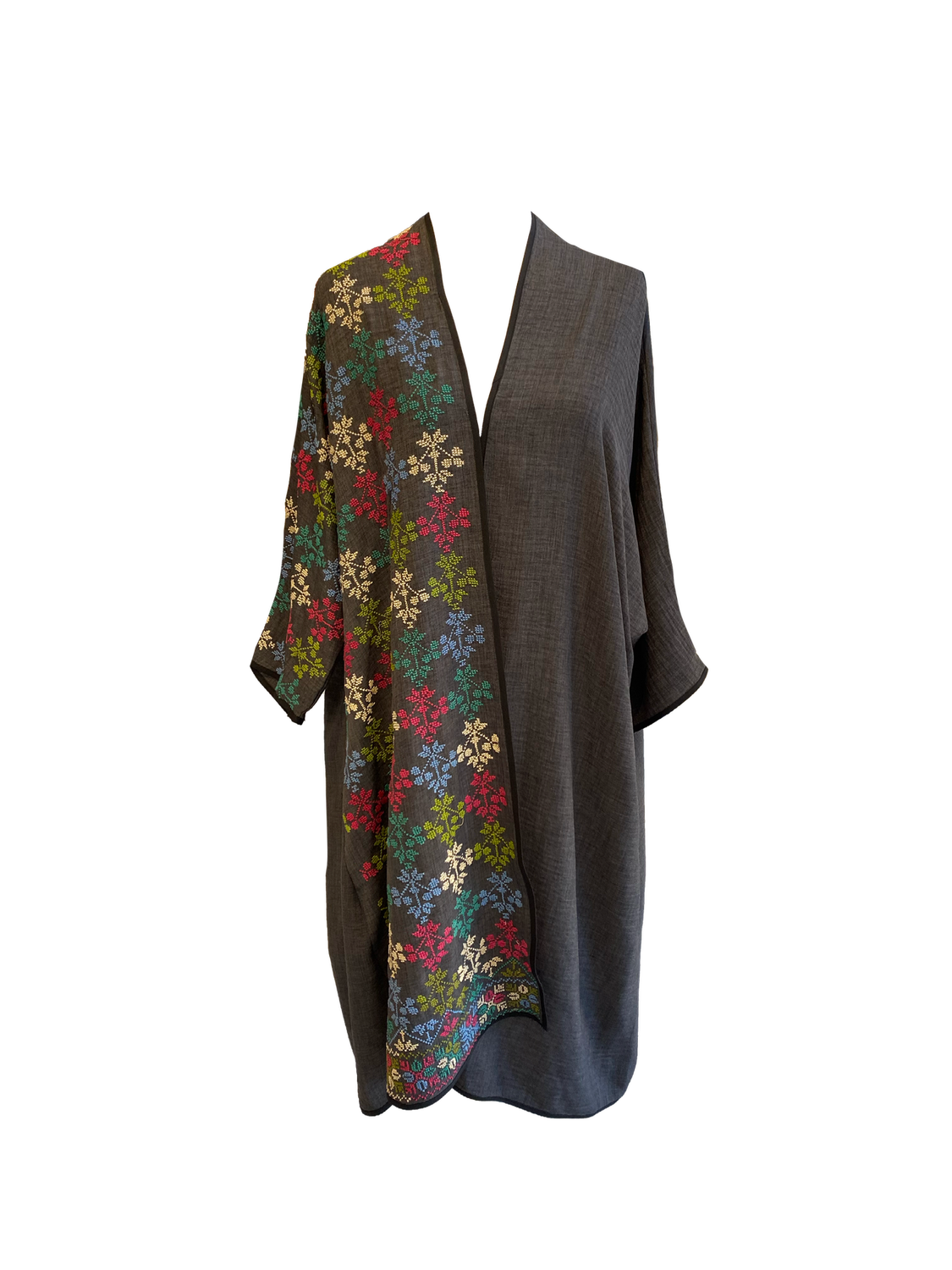 The Abaya With Heavy Hand embroidery in Grey