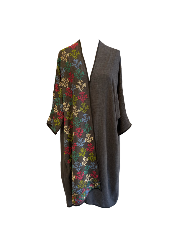 The Abaya With Heavy Hand embroidery in Grey