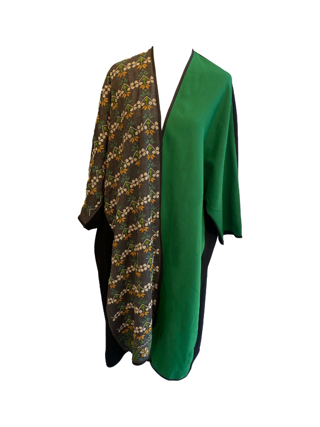 The Abaya With Heavy Hand embroidery in Green and Grey