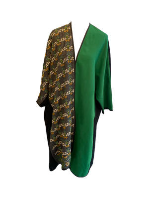 The Abaya With Heavy Hand embroidery in Green and Grey
