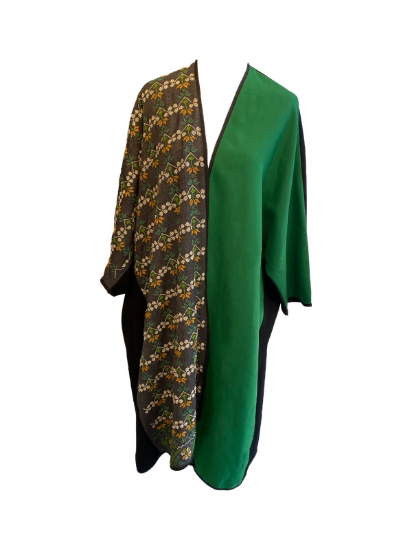 The Abaya With Heavy Hand embroidery in Green and Grey