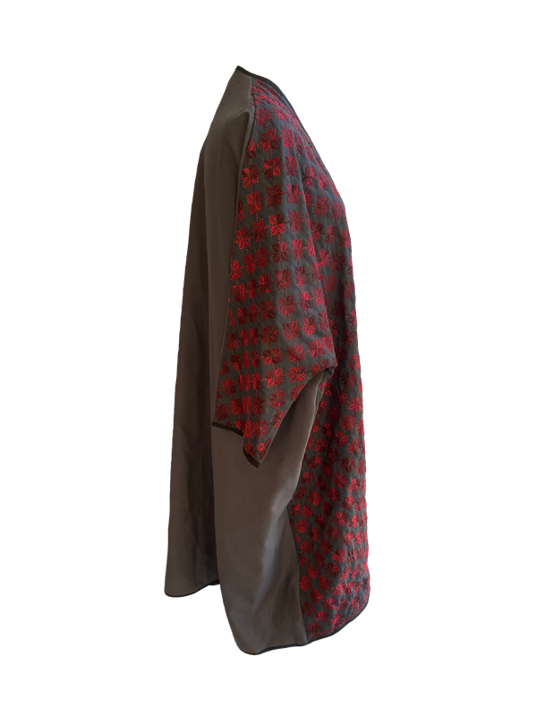 The Abaya With Heavy Hand embroidery in Black, Brown and Red