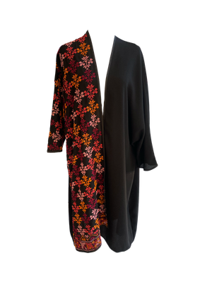 The Abaya With Heavy Hand Embroidery in Black With Sunset Colours