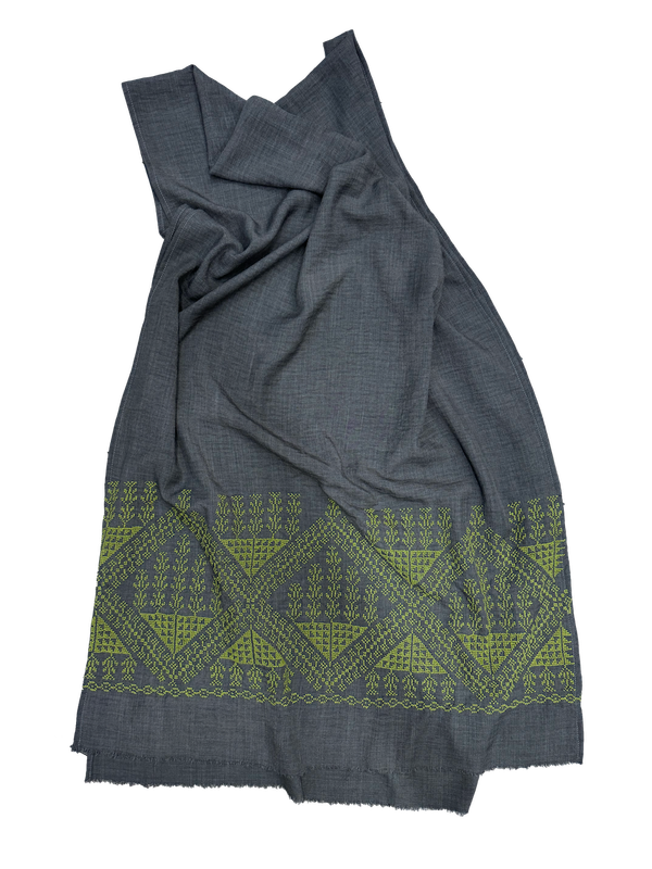 The Embroidered Scarf in Grey