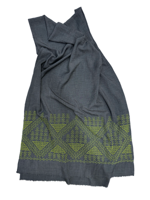The Embroidered Scarf in Grey