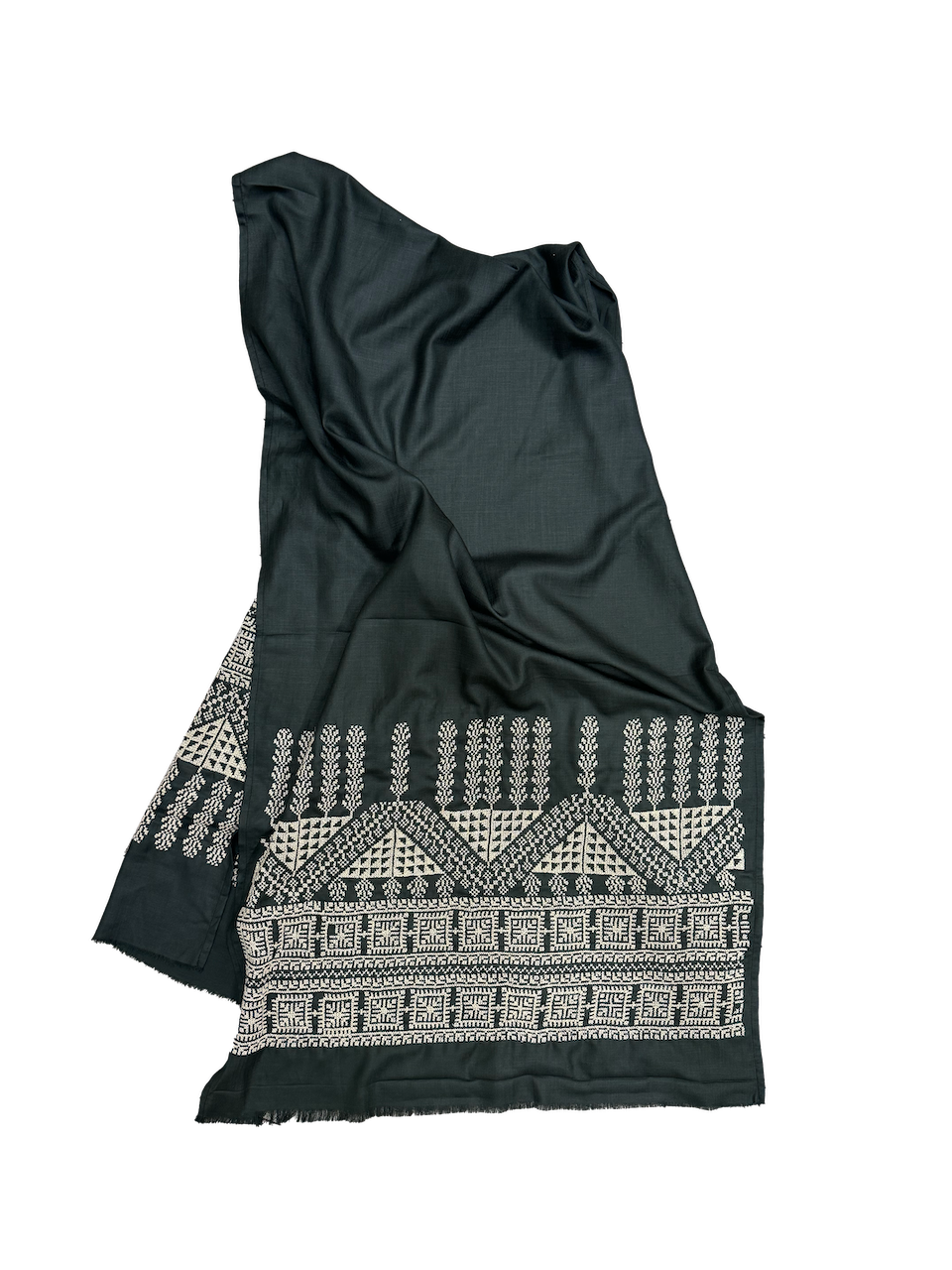 The Embroidered Scarf in Grey