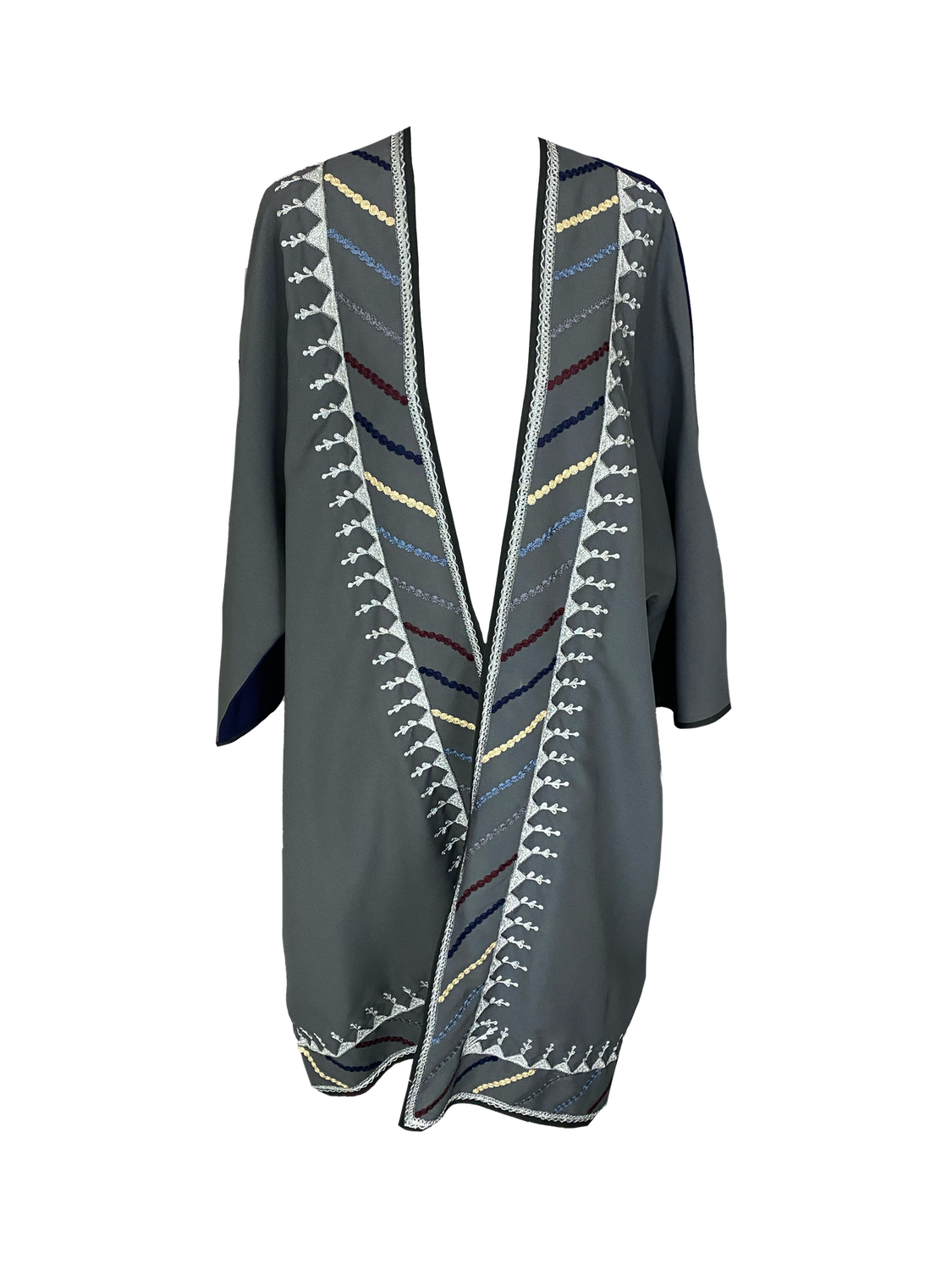 Abaya With Syrian Style Embroidery in Silver