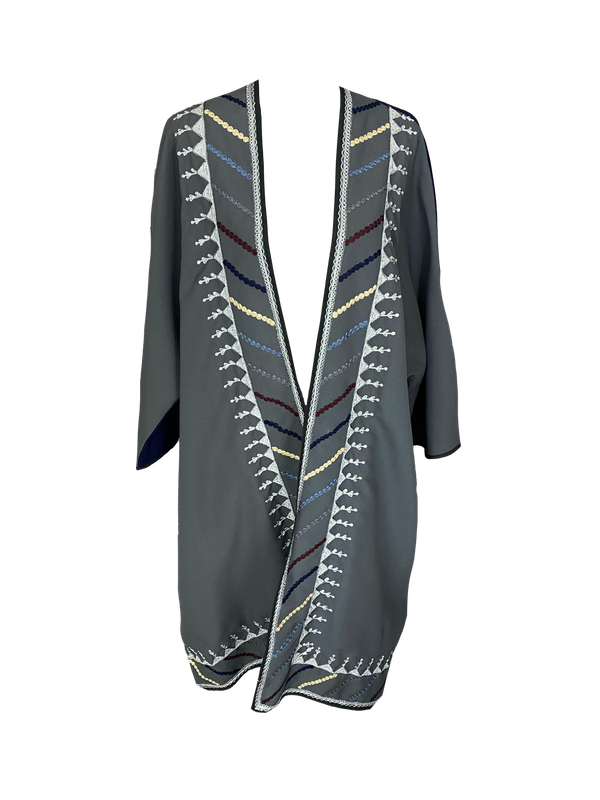 Abaya With Syrian Style Embroidery in Silver