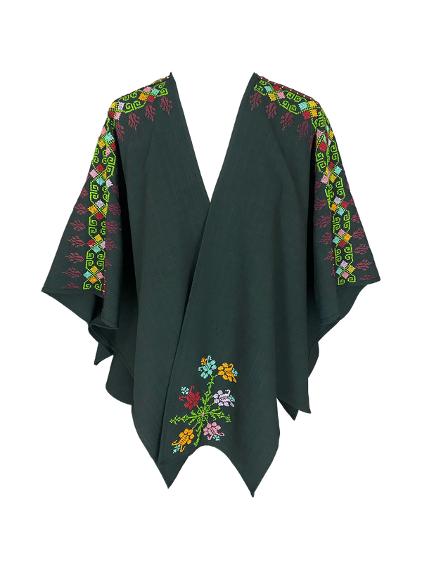 The Hand Embroidered Kimono in Black