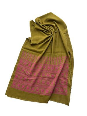The Embroidered Scarf in Ochre