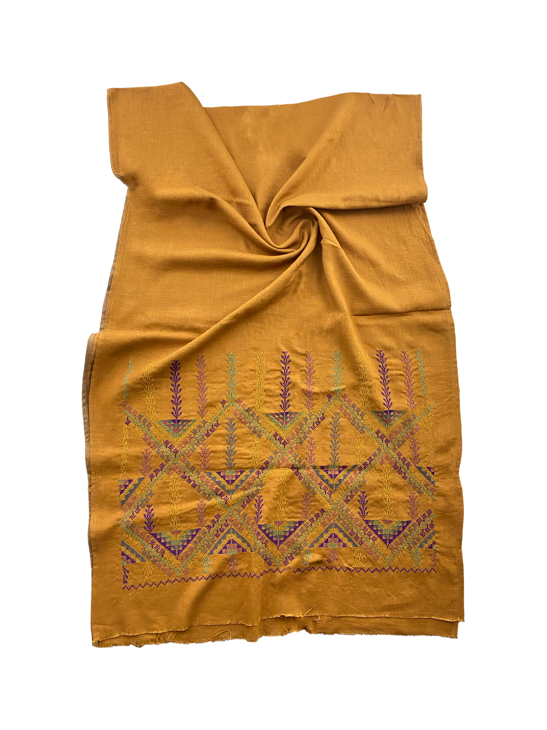 The Embroidered Scarf in Ochre