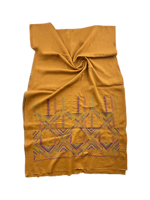 The Embroidered Scarf in Ochre