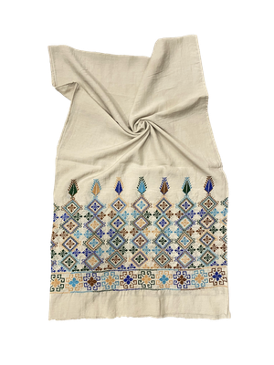 The Embroidered Scarf in Cream