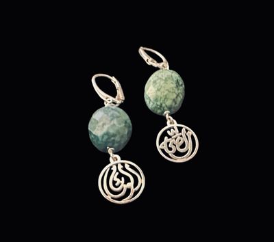 Light Silver Salam earrings with Cut Stone