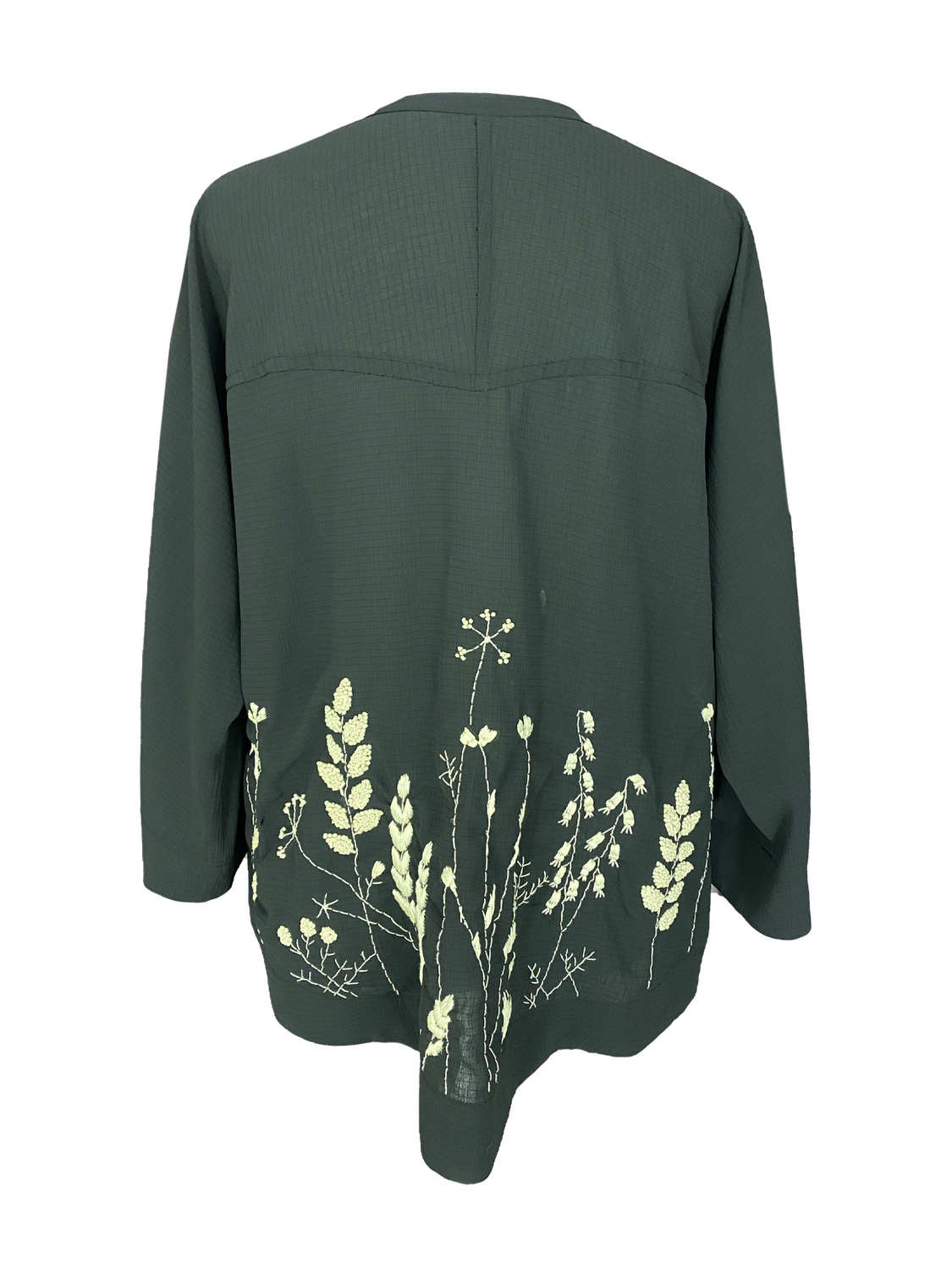 Nadia Dajani x UNHCR Kimono Jacket With Monochrome Hand Embroidery on the Back