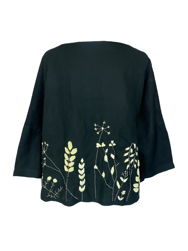 Nadia Dajani x UNHCR Boxy Jacket With Monochrome Hand Embroidery on the Back