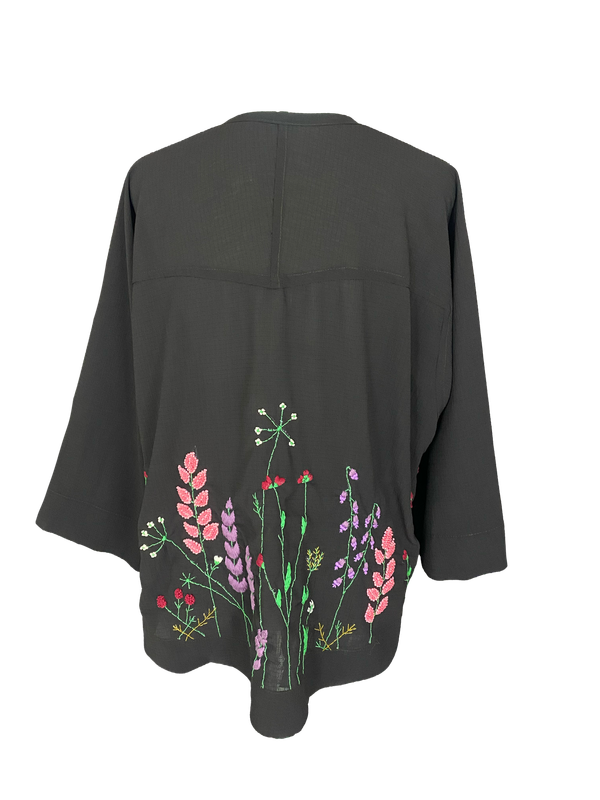 Nadia Dajani x UNHCR Kimono Jacket With Colourful Hand Embroidery on the Back