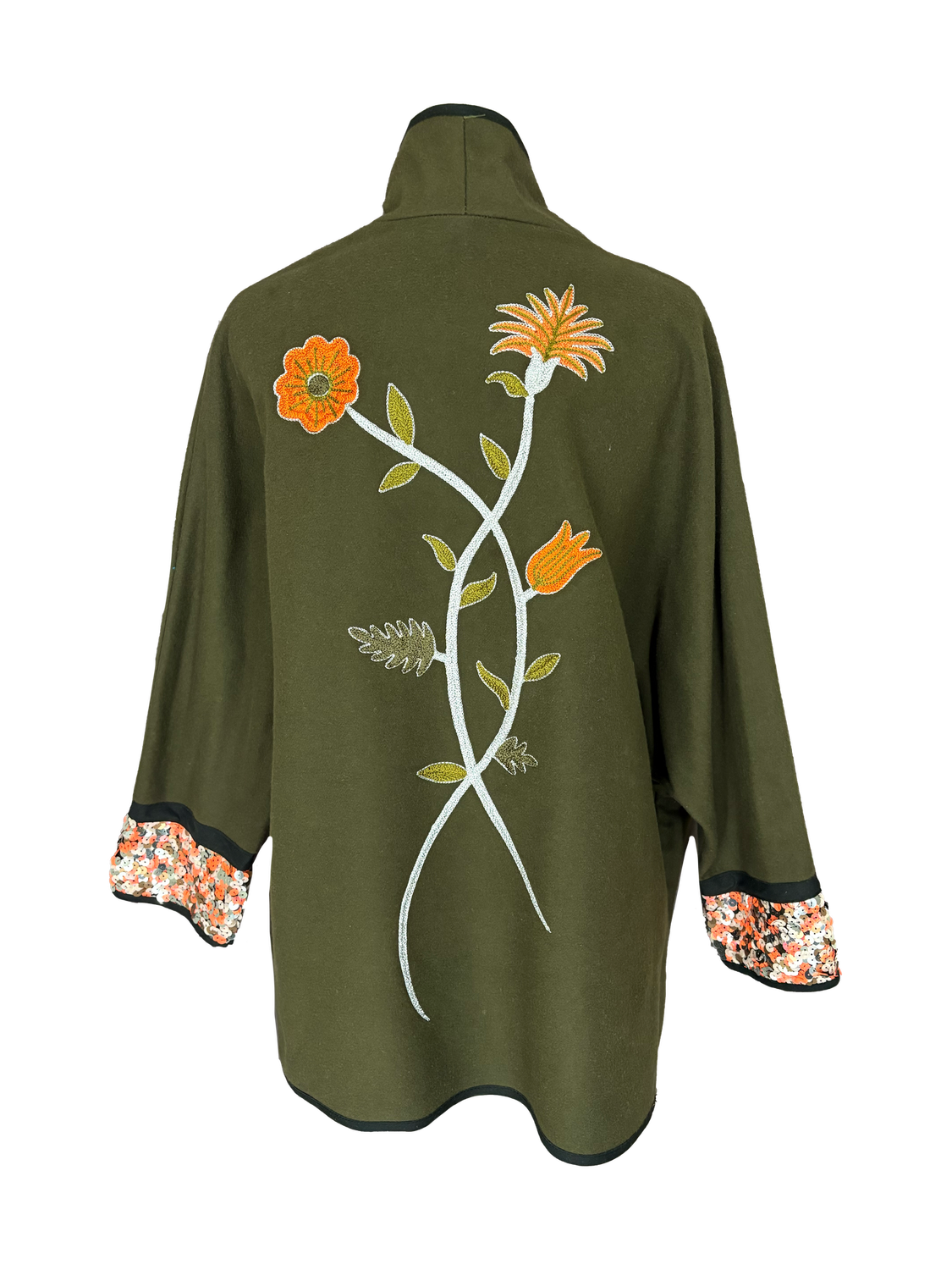 The Round Jacket With Aghabani Embroidery in Brown