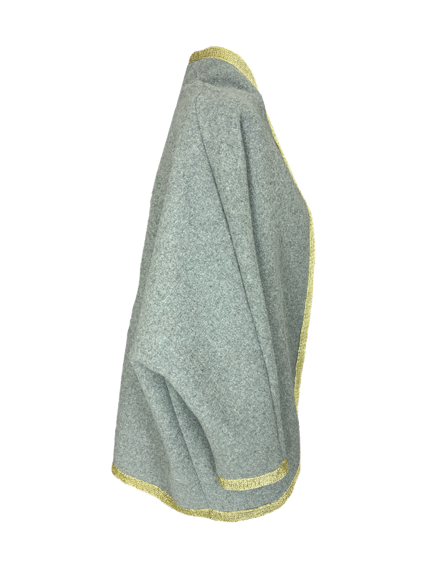 The Round Jacket With Aghabani Embroidery in Grey with Gold Pomegranates
