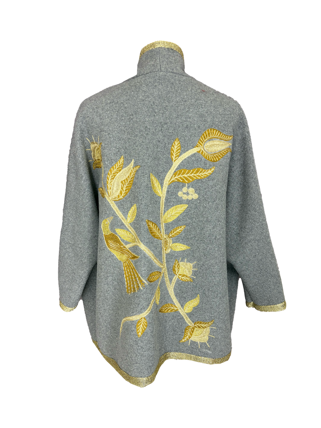 The Round Jacket With Aghabani Embroidery in Grey and All-Over Gold