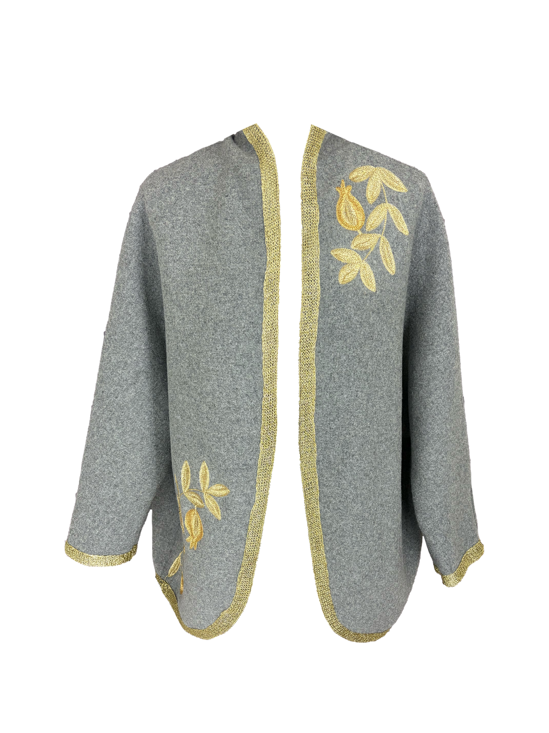 The Round Jacket With Aghabani Embroidery in Grey and Gold on the Front