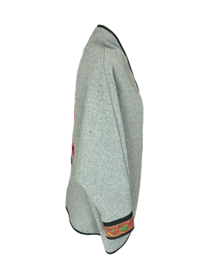 The Round Jacket With Aghabani Embroidery in Grey and Pink
