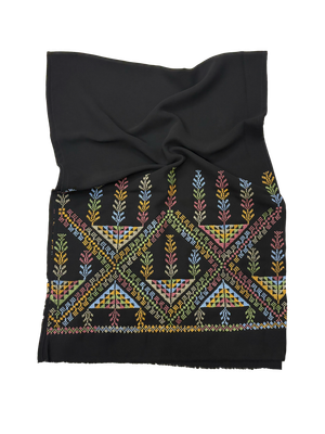The Embroidered Scarf in Black