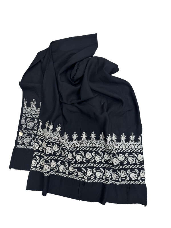 The Embroidered Scarf in Black