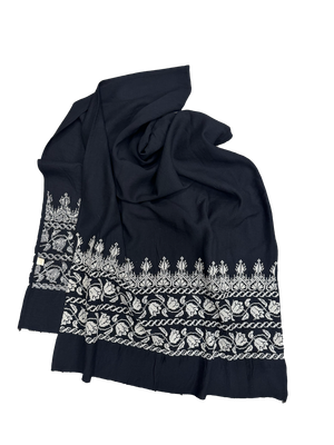 The Embroidered Scarf in Black