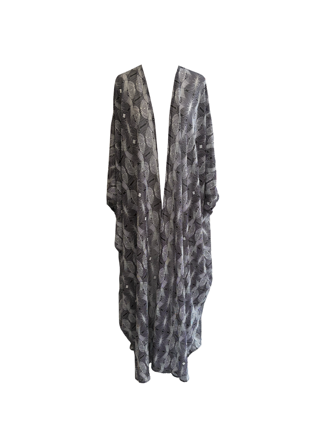 The Chiffon Abaya in Black with White Swirls