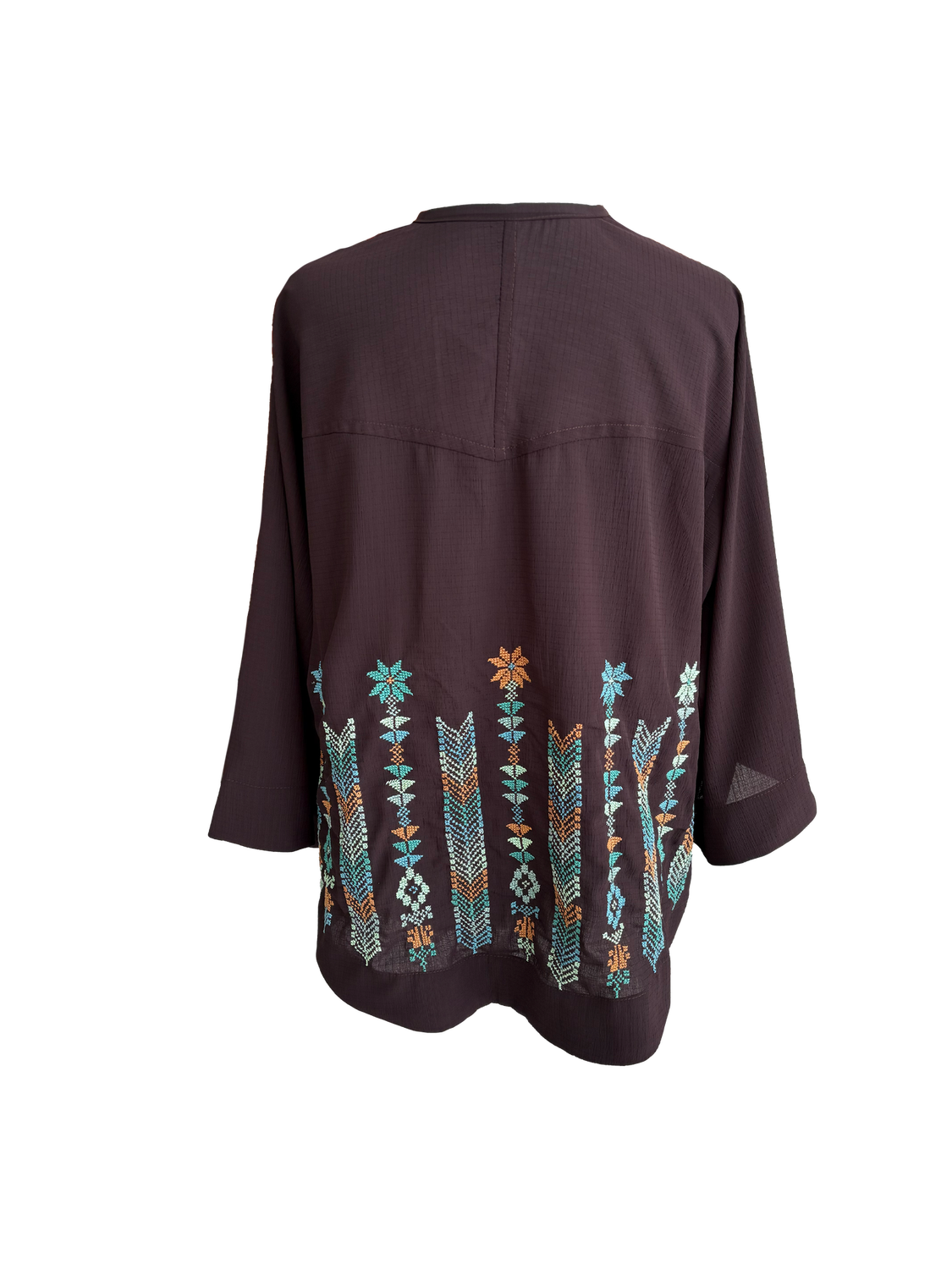 The Kimono Cut Jacket With Light Embroidery in Sheer Purple with Blue