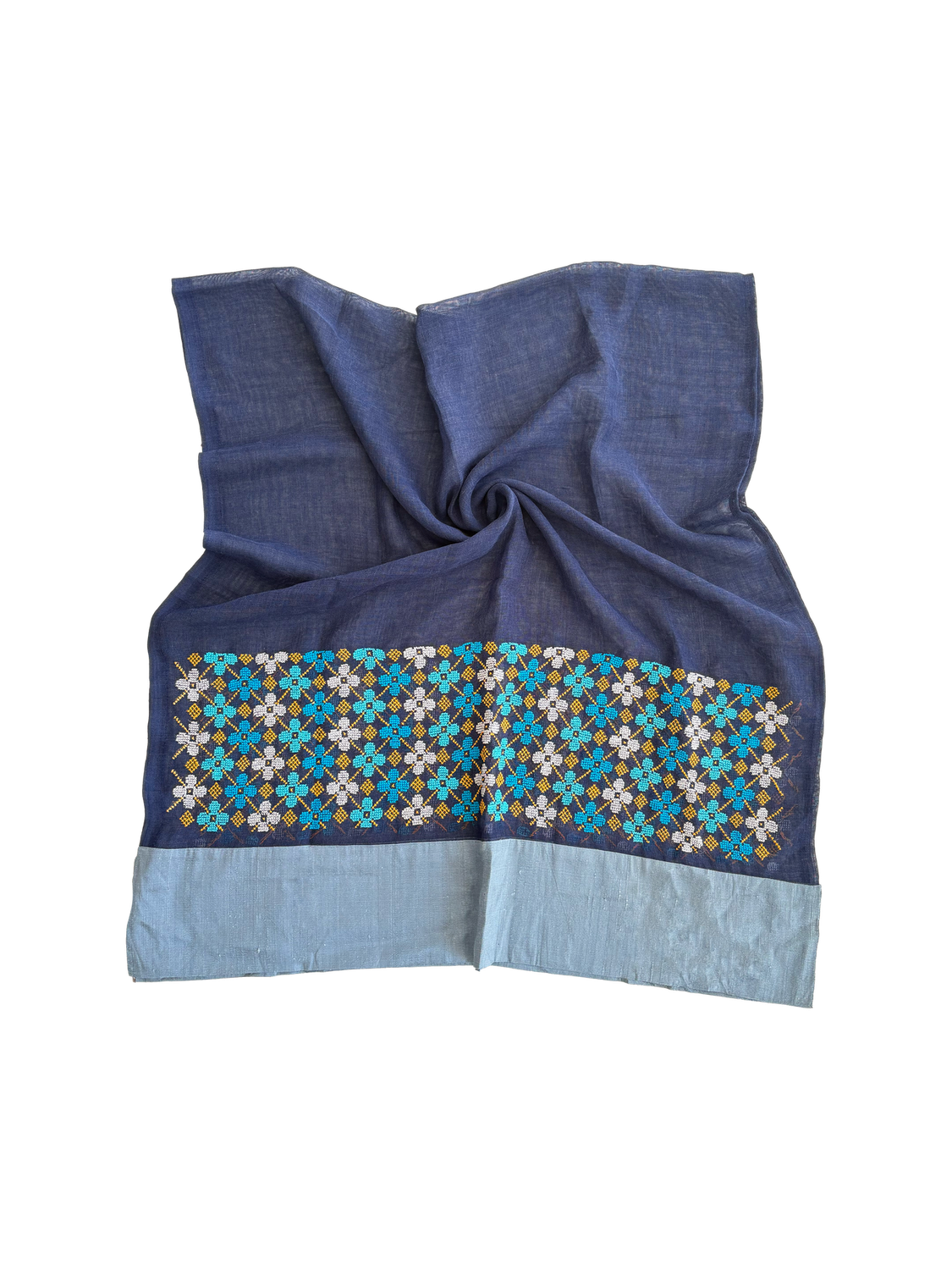 The Embroidered Najaf Scarf in Blue