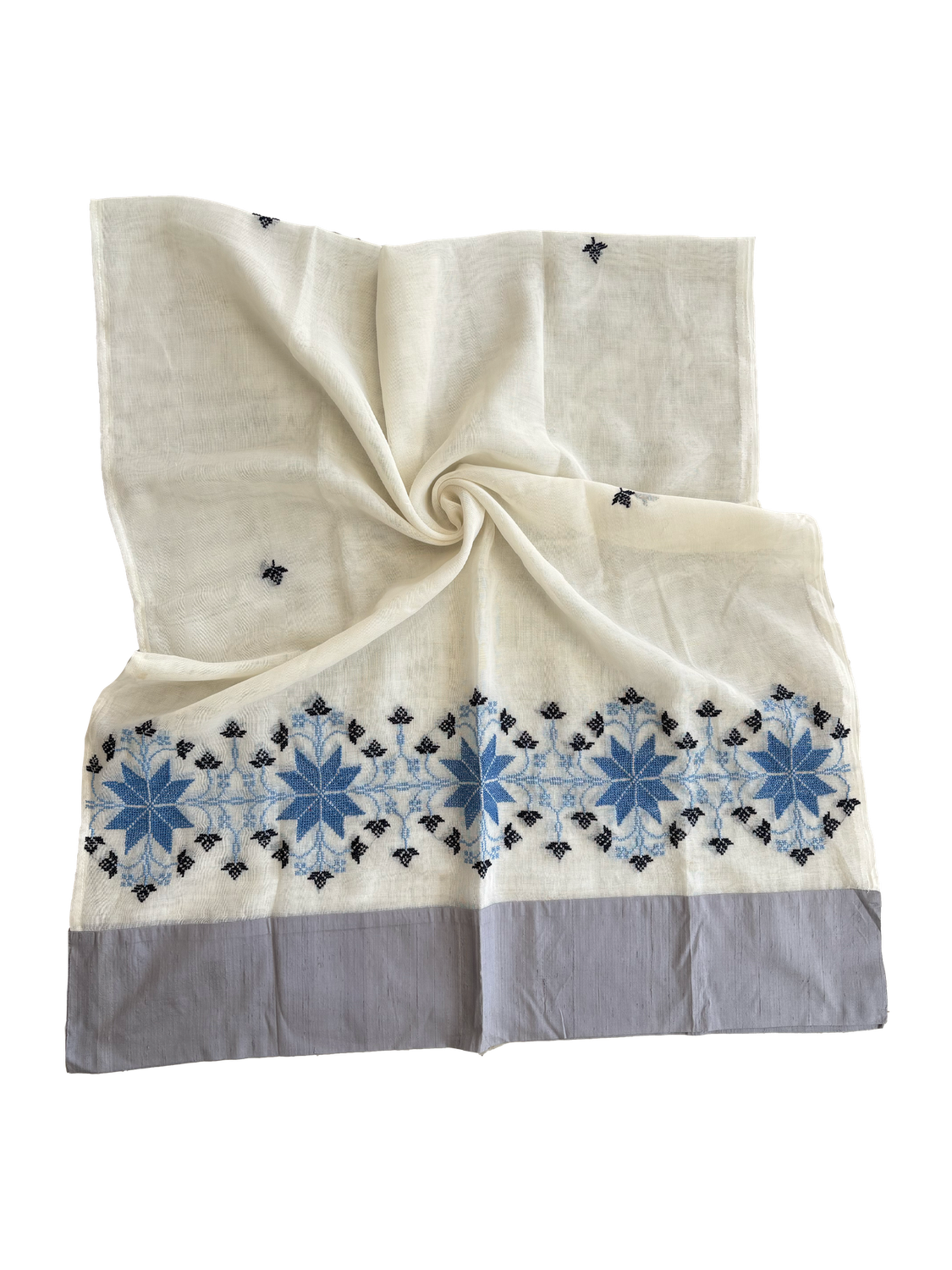 The Heavily Embroidered Najaf Scarf in White