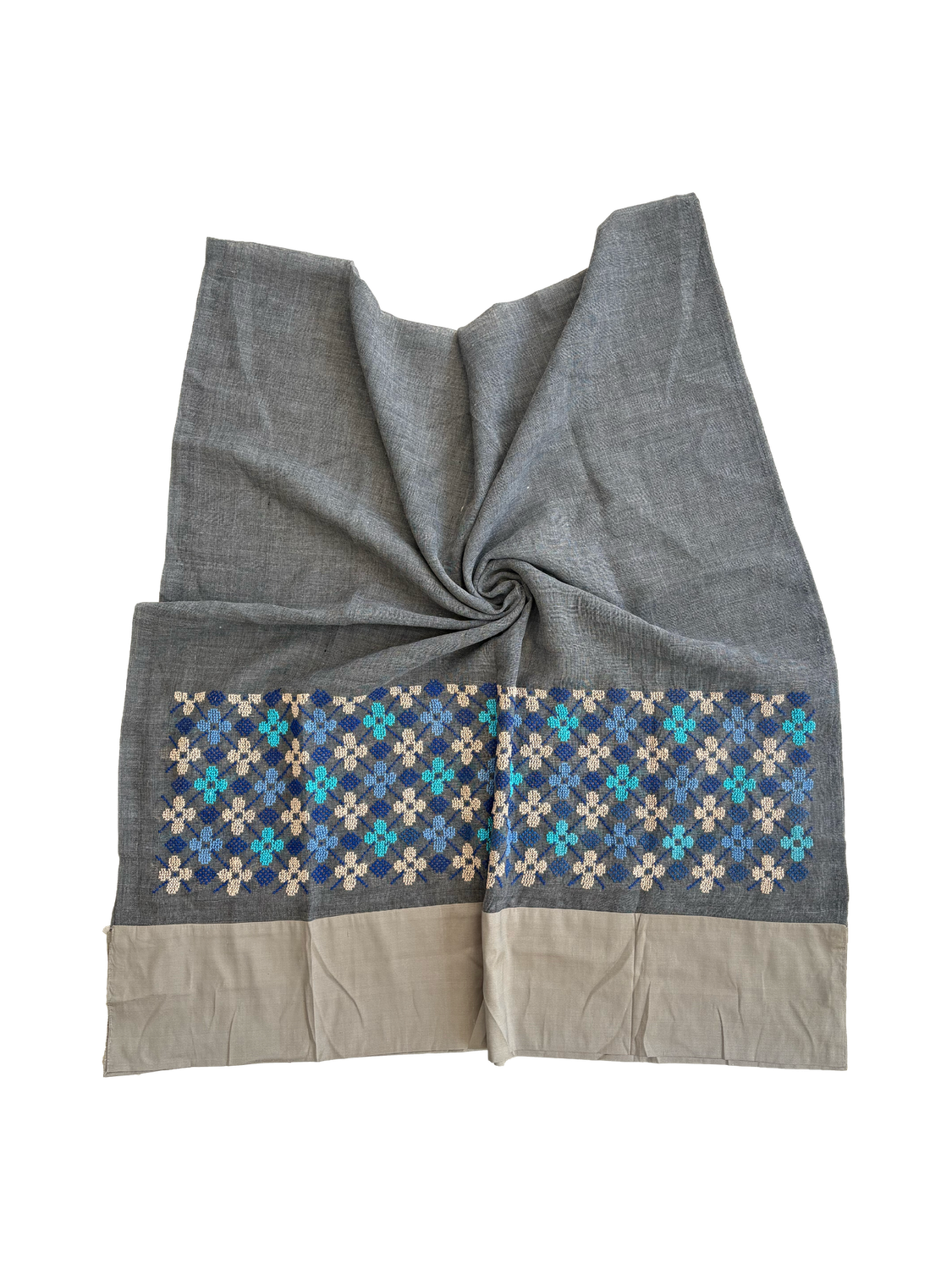 The Embroidered Najaf Scarf in Grey