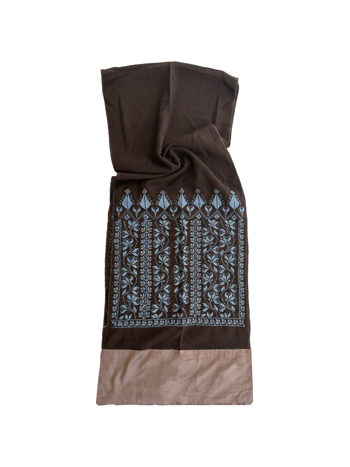 Thin Cotton Scarf With Thai Silk Trim