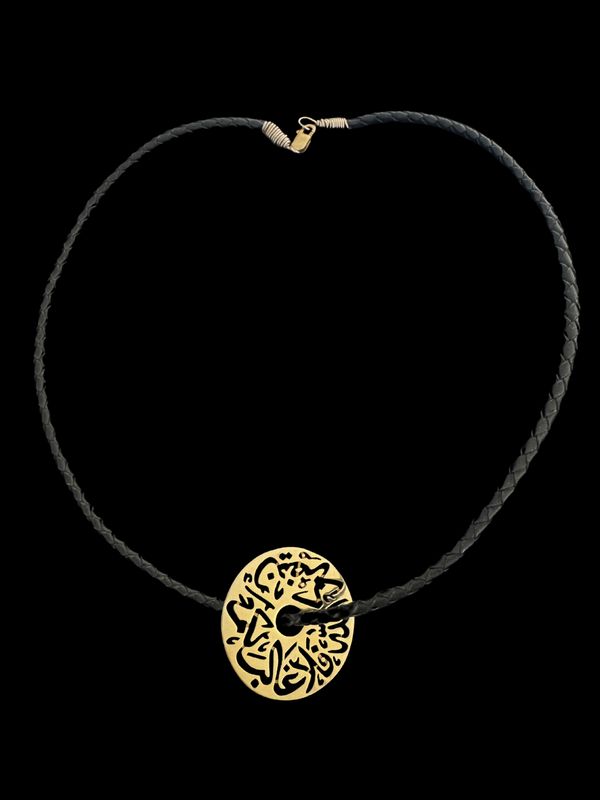 Medium Gold Plated Disc on Leather Necklace