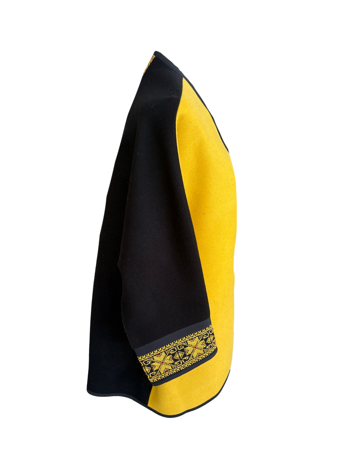 The Round Jacket With Antique Embroidery in Yellow and Black