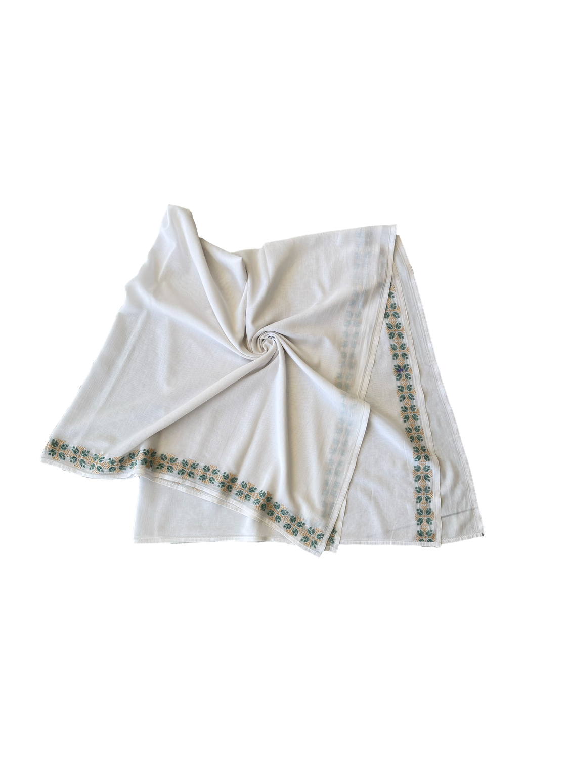 The Lightly Embroidered Scarf in White Chiffon