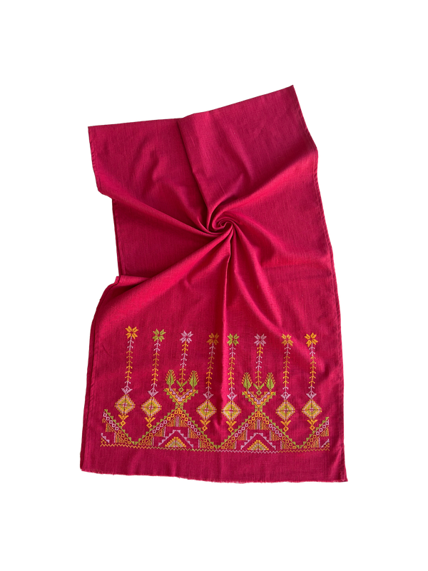 The Embroidered Scarf in Red
