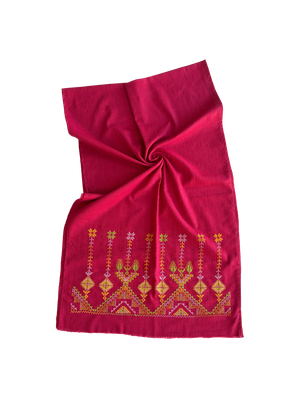 The Embroidered Scarf in Red