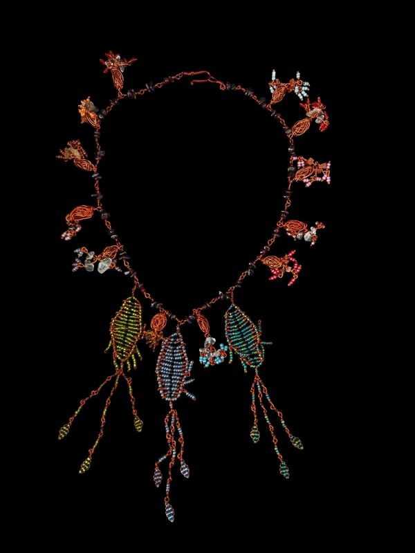 Short Fallahi necklace with copper &amp; beads