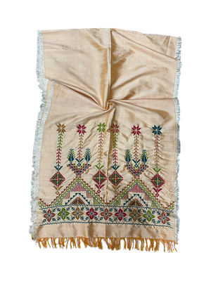 The Embroidered Silk Scarf in Pink Thai Silk