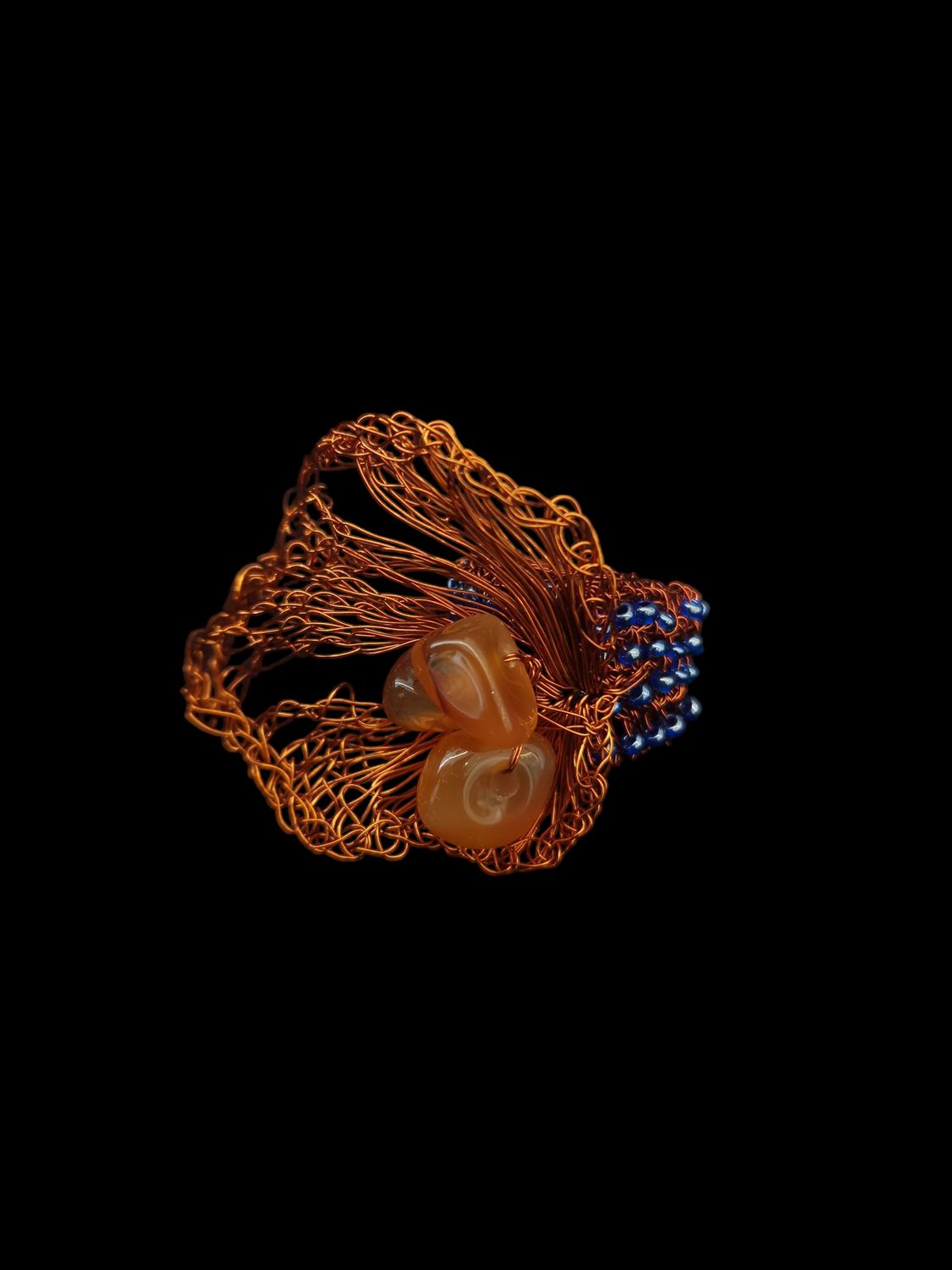 Agate Bead Leaf Ring