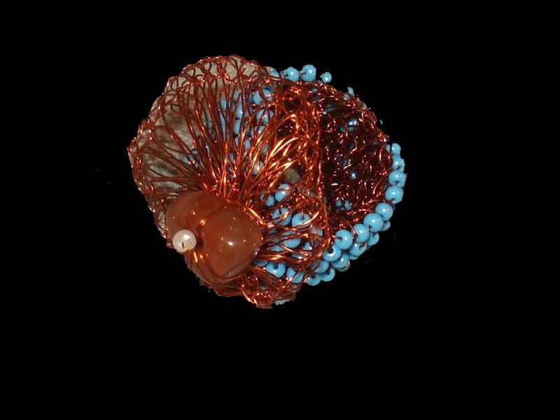 Agate Bead Leaf Ring