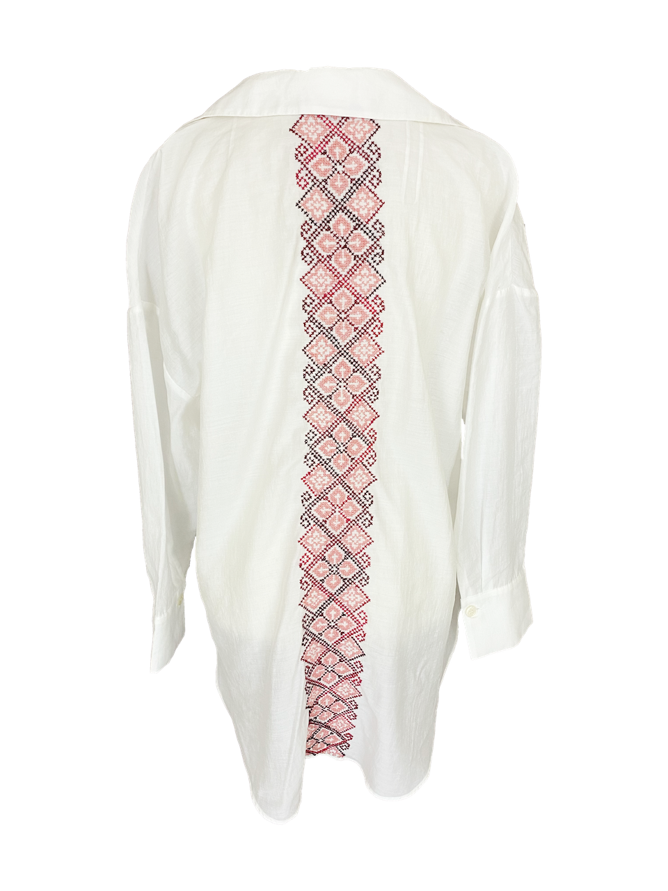 Oversized White Poplin Shirt with Embroidery