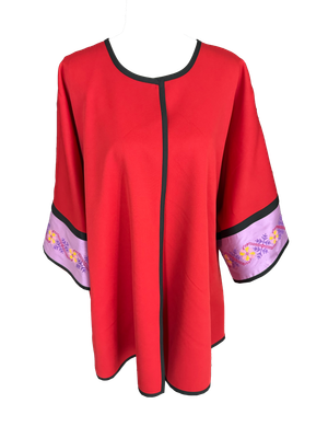 Long Jacket With Embroidery in Red