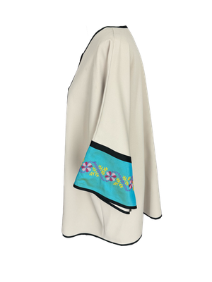 Long Jacket With Embroidery in Beige