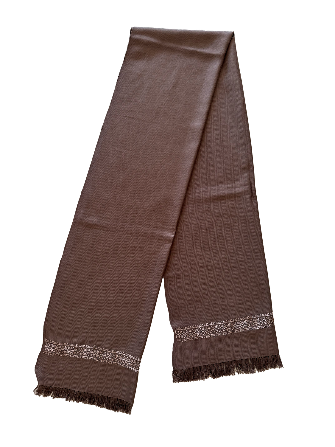 The Men&#39;s Scarf in Brown with Embroidery on Both Sides