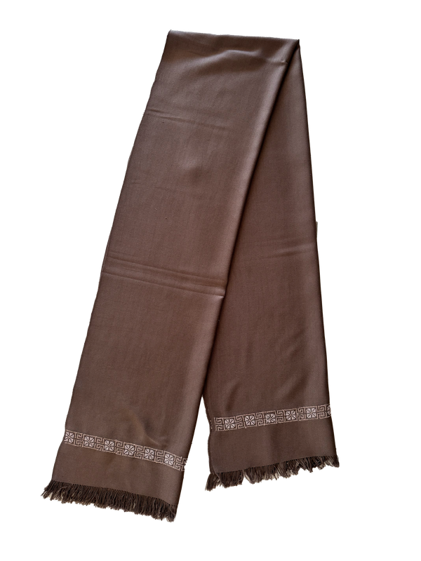 The Men's Scarf in Brown with Embroidery on Both Sides